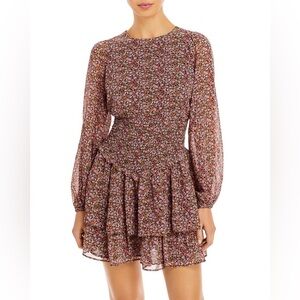 AQUA Bloomingdale’s Exclusive Gemma Floral Smocked Dress Large